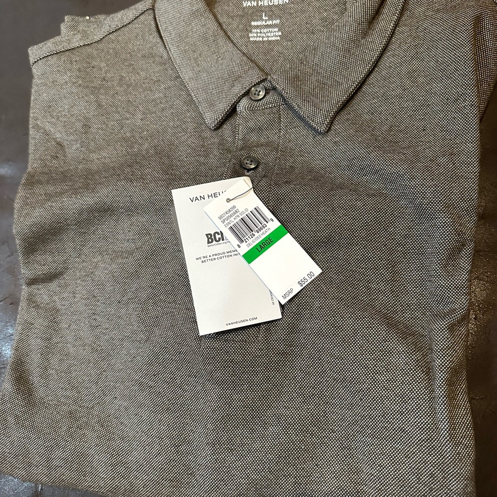 Van Heusen Light Brown Polo Shirt for Men size L nwt